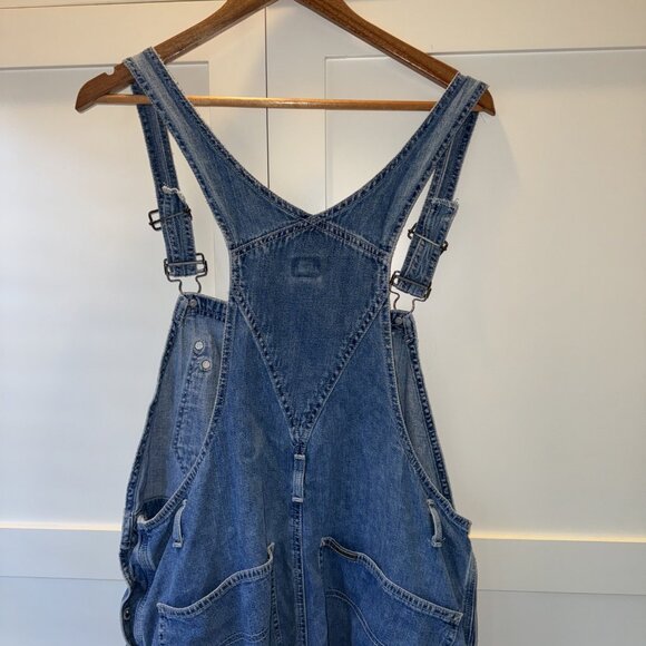 Vintage Calvin Klein Bib Overalls Shorts Jeans Denim Womens L Double Stone Wash - Picture 9 of 16